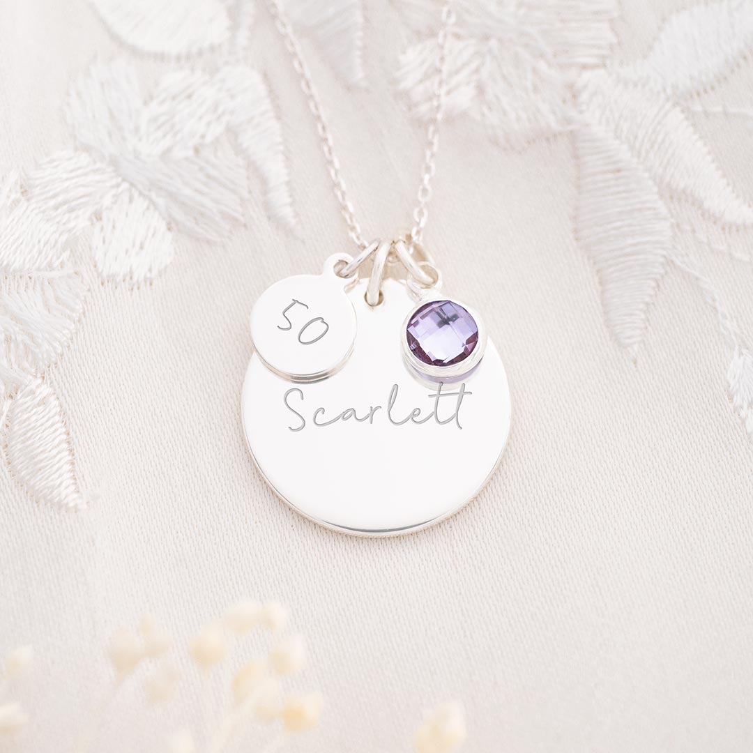 Personalised 50th Birthday Disc Name Necklace