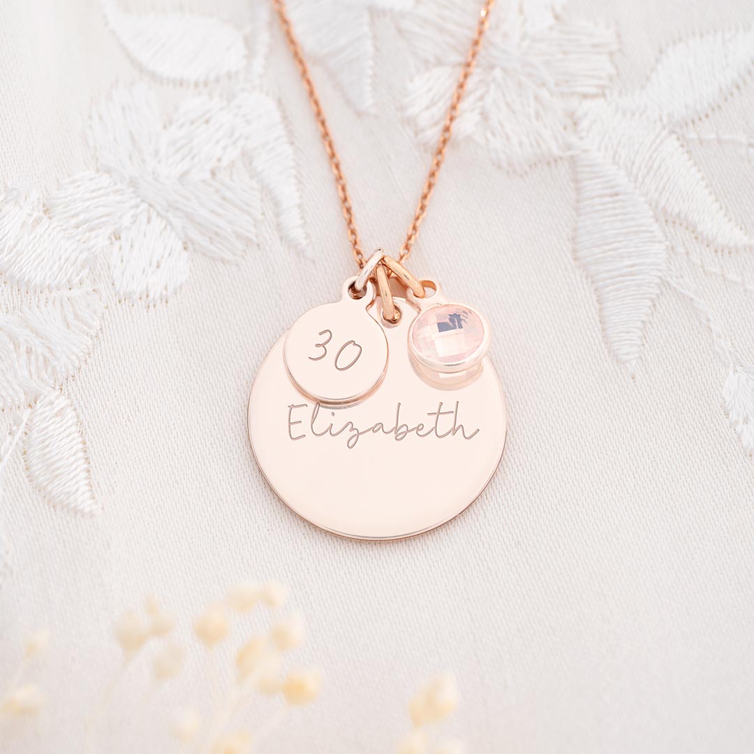 Personalised 30th Birthday Disc Name Necklace
