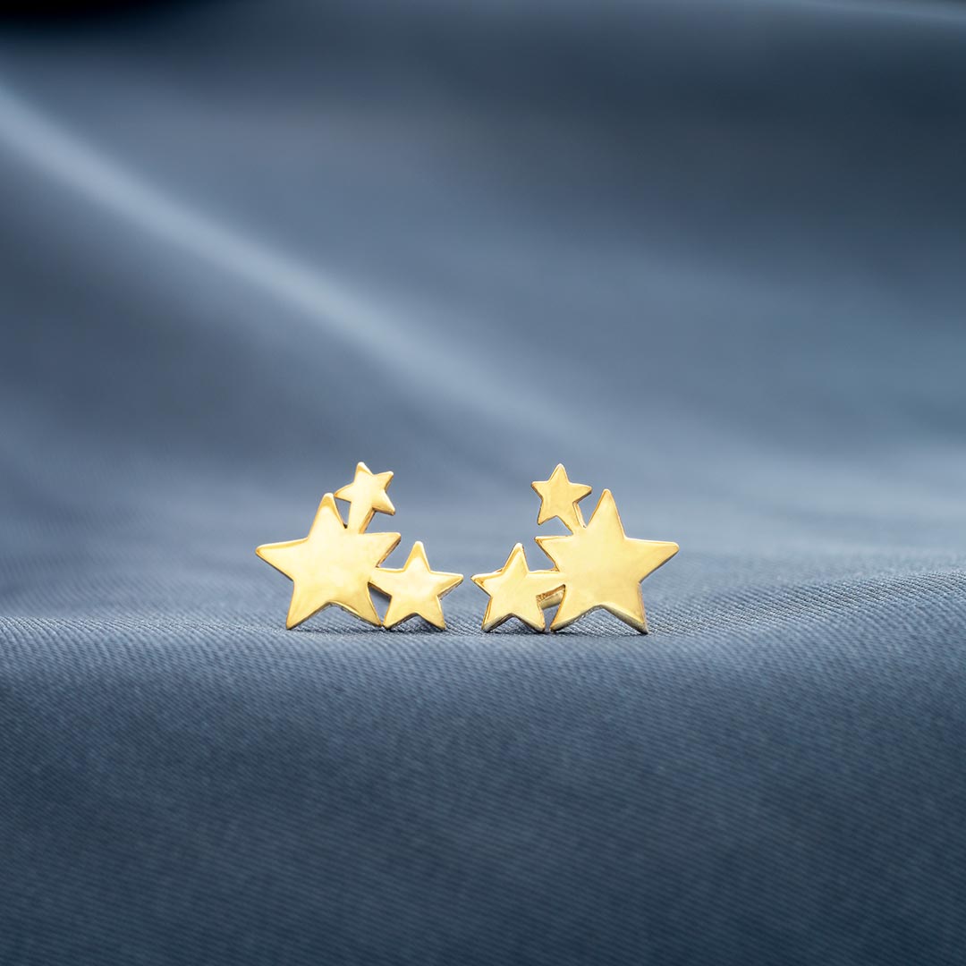 Sterling Silver Star Cluster Personalised Earrings