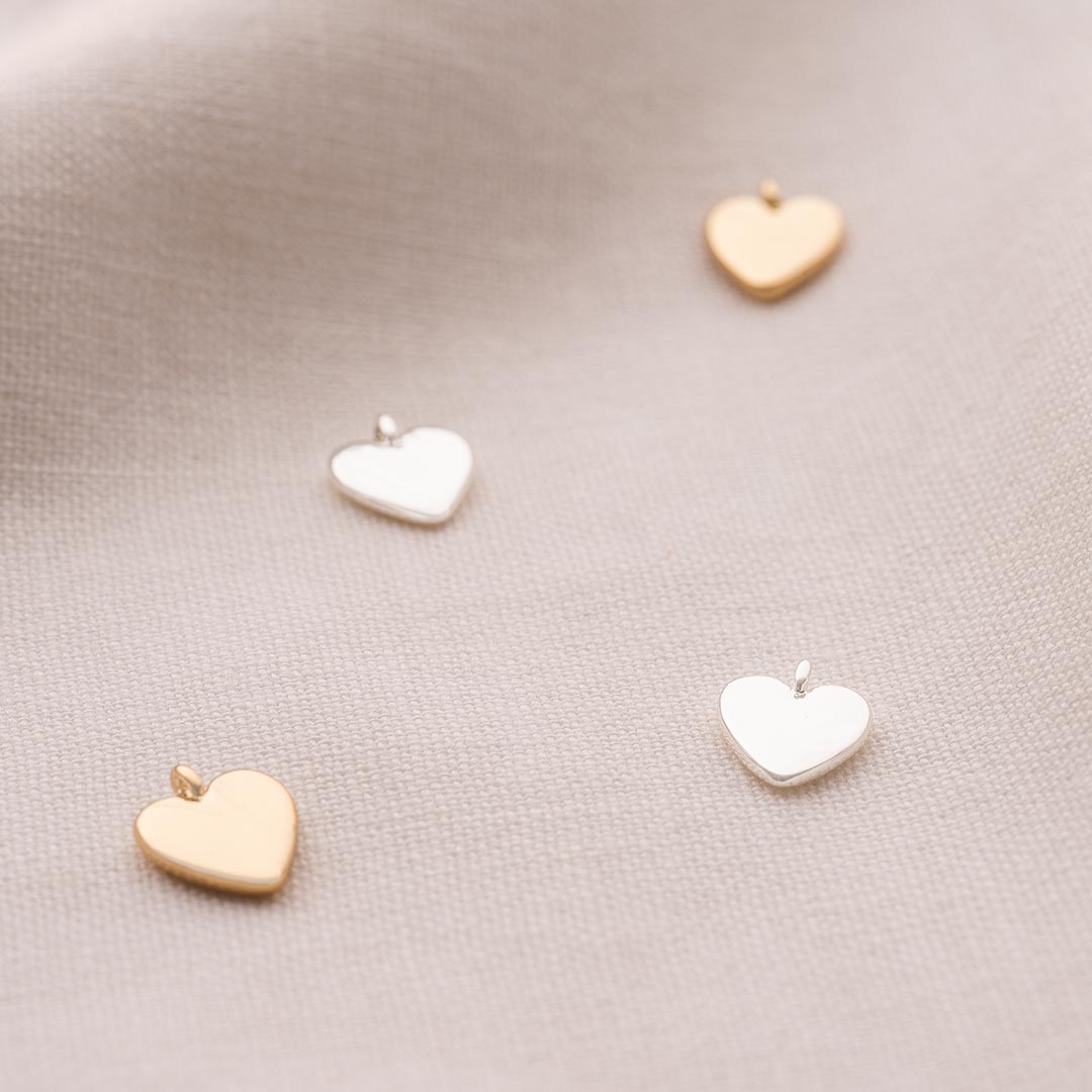 silver and champagne gold 5mm heart charm for jewellery making
