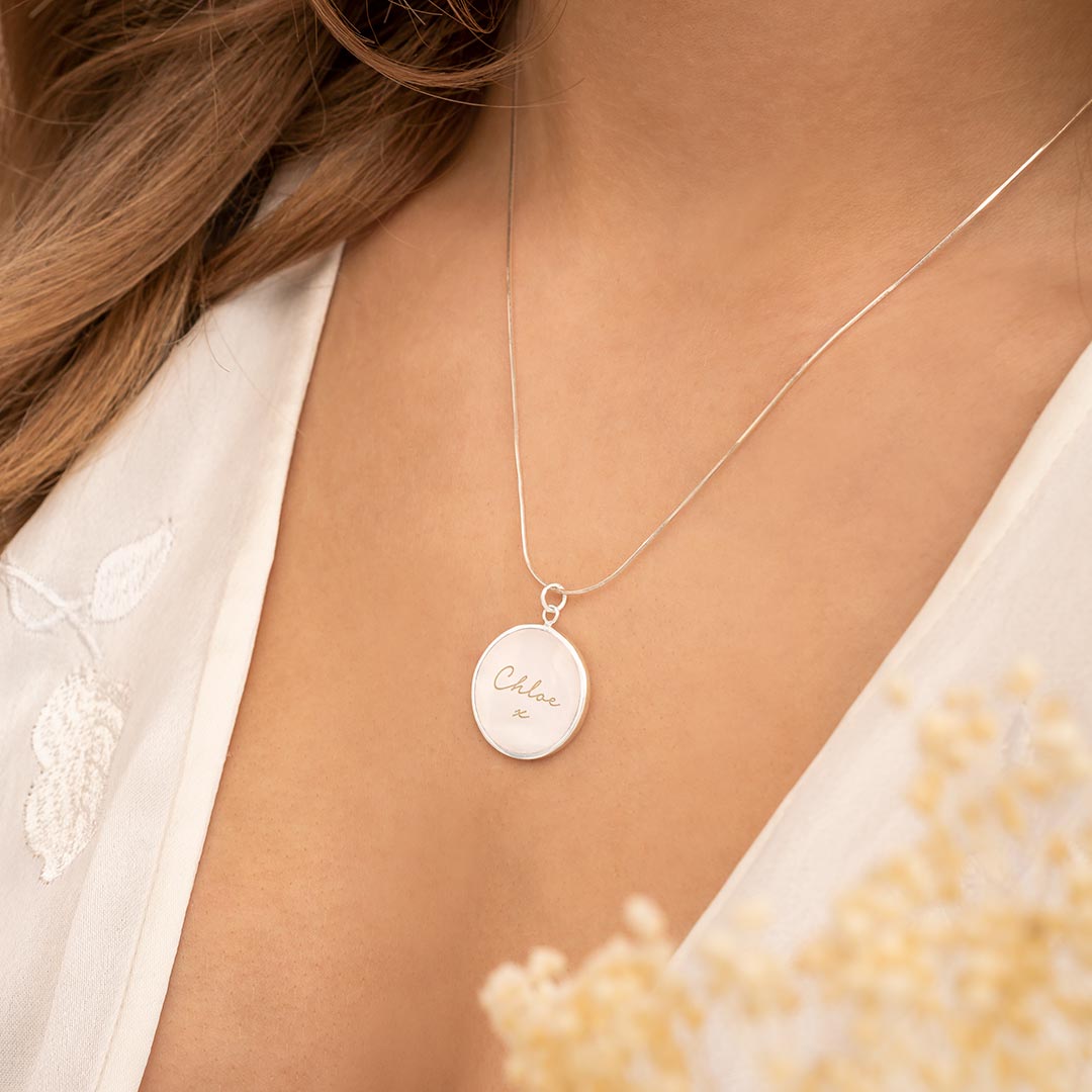 Personalised Mother of Pearl Message Necklace Photo Bridesmaid Gift Set