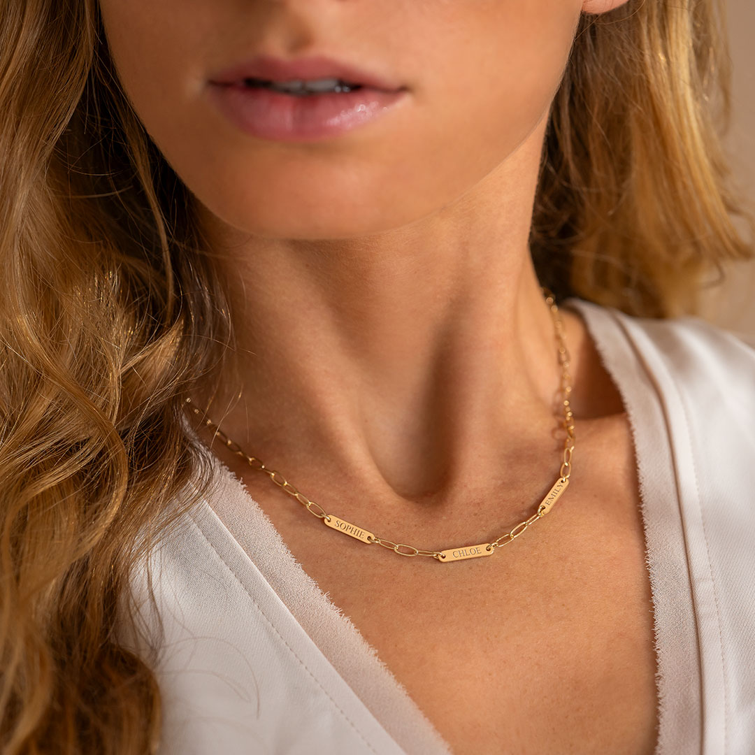 Gold Statement Bar and Chain Necklace