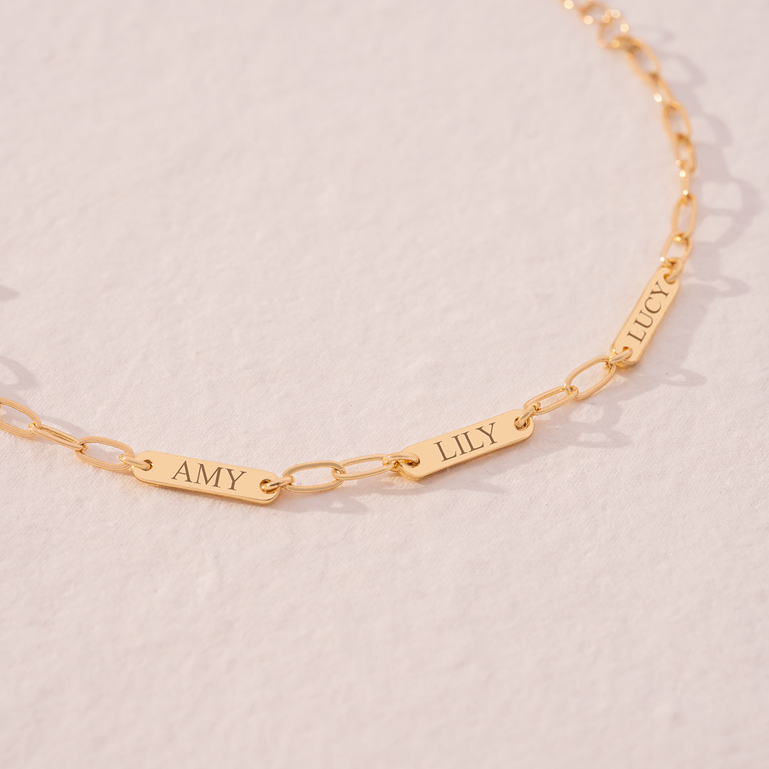 Statement Bar and Chain Personalised Bracelet
