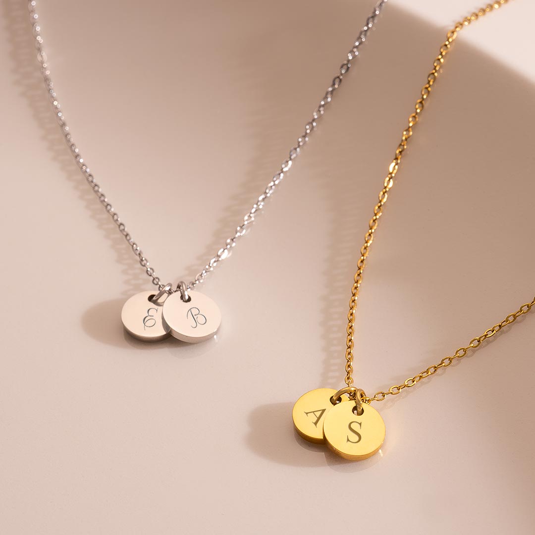 Asta Double Disc Personalised Initial Necklace