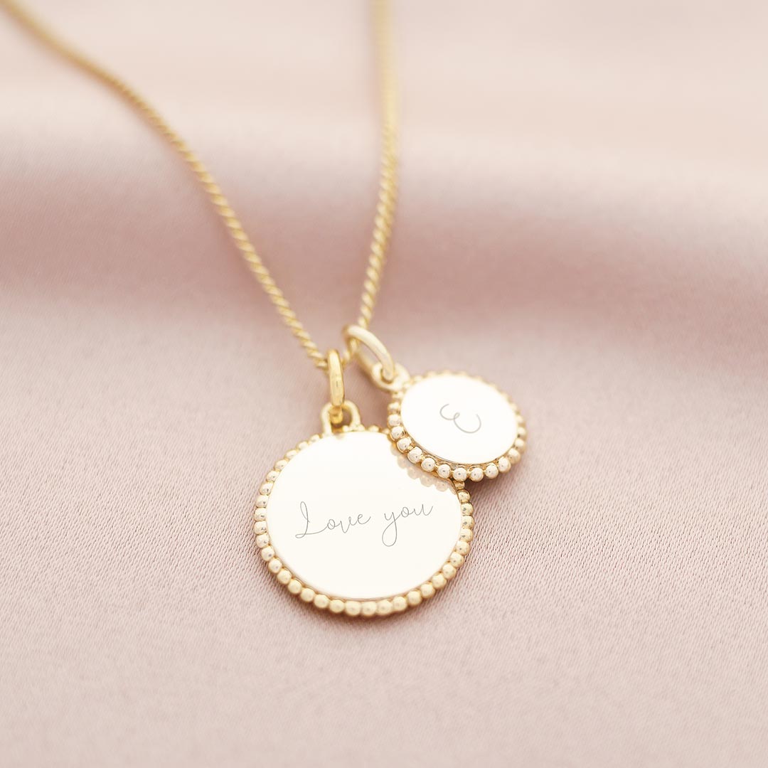 Bead Edge Family Disc Personalised Message Necklace