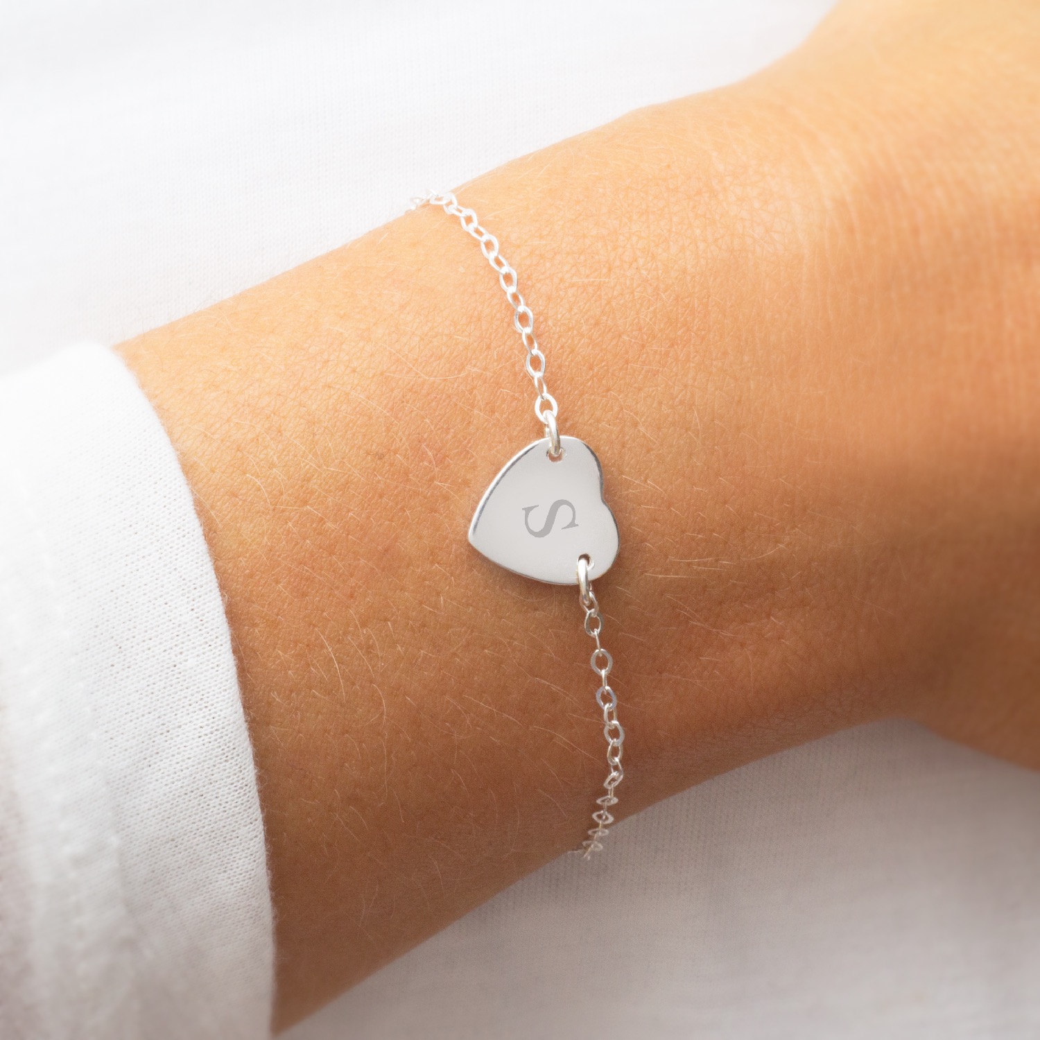 Silver Chloe Initial Heart Personalised Bracelet 