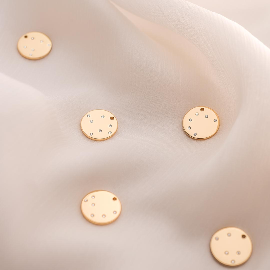 champagne gold 15 mm disc charm for jewellery making