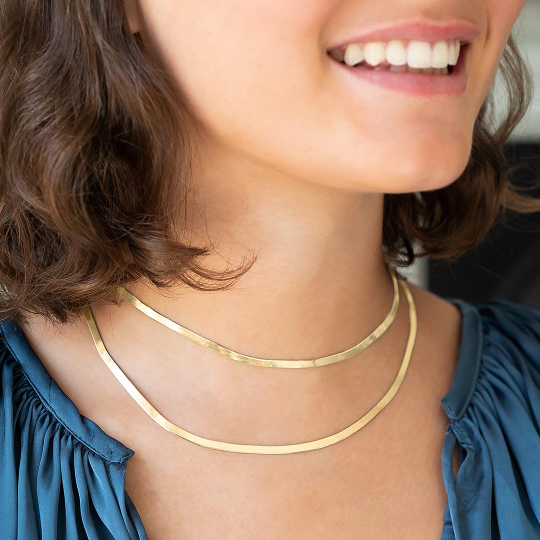 Edie Personalised Layer Herringbone Chain Necklace