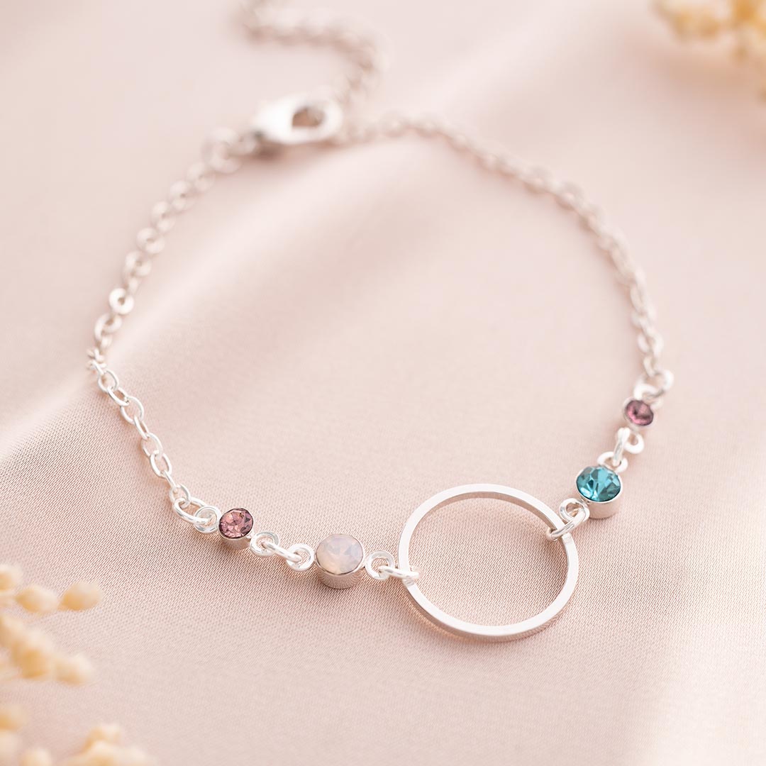 Family Birthstone and Halo Personalised Bracelet