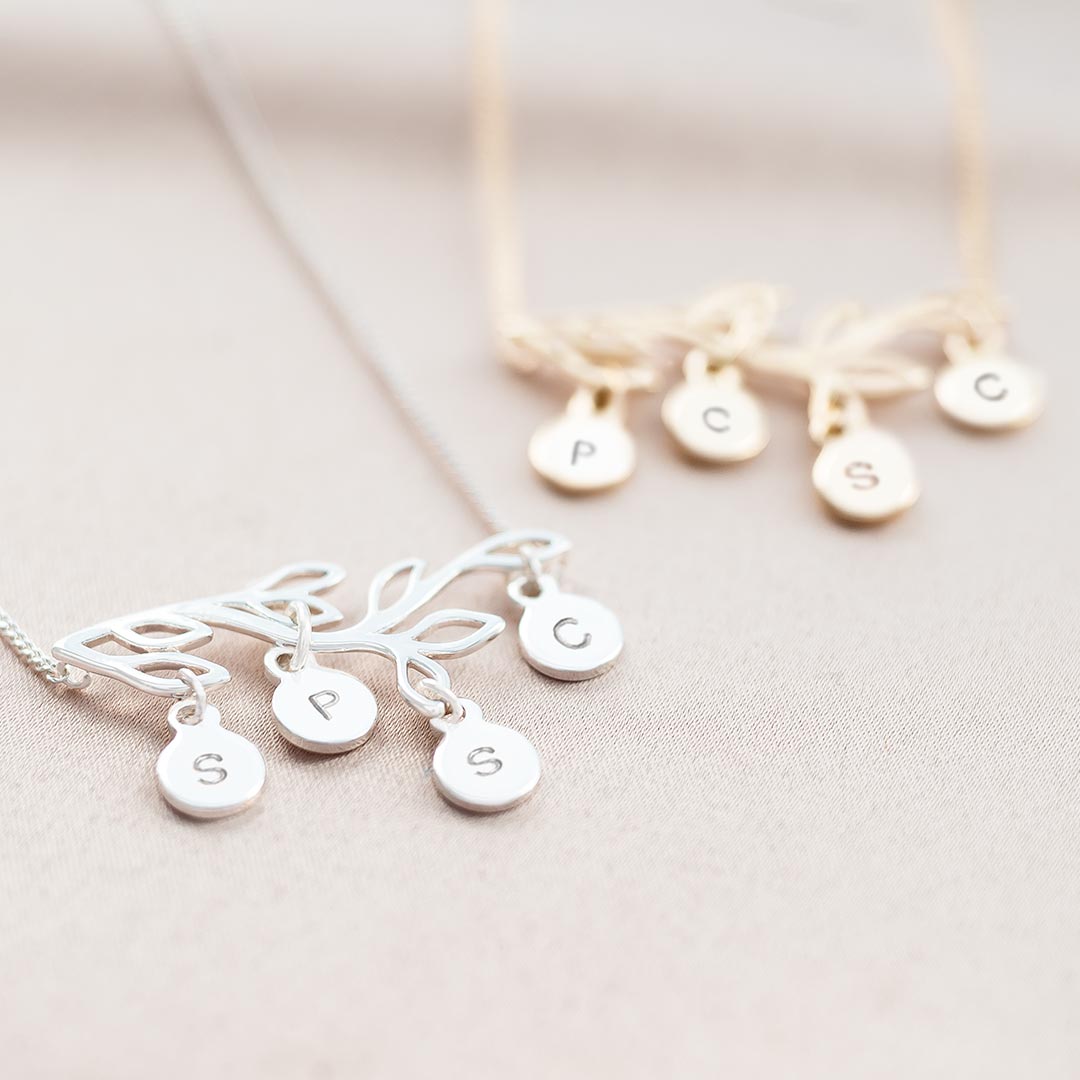 Family Tree and Disc Personalised Necklace