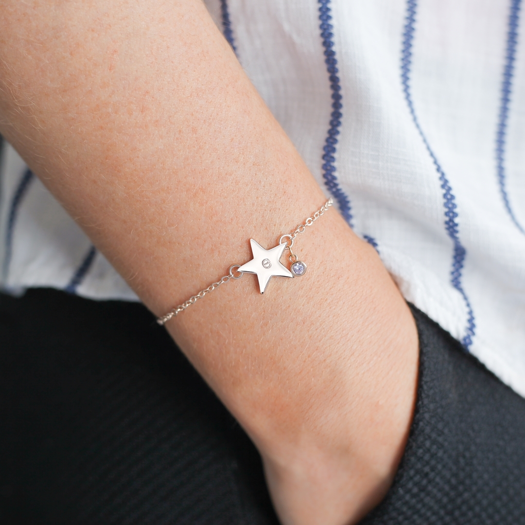 Personalised Star And Micro Birthstone Bracelet