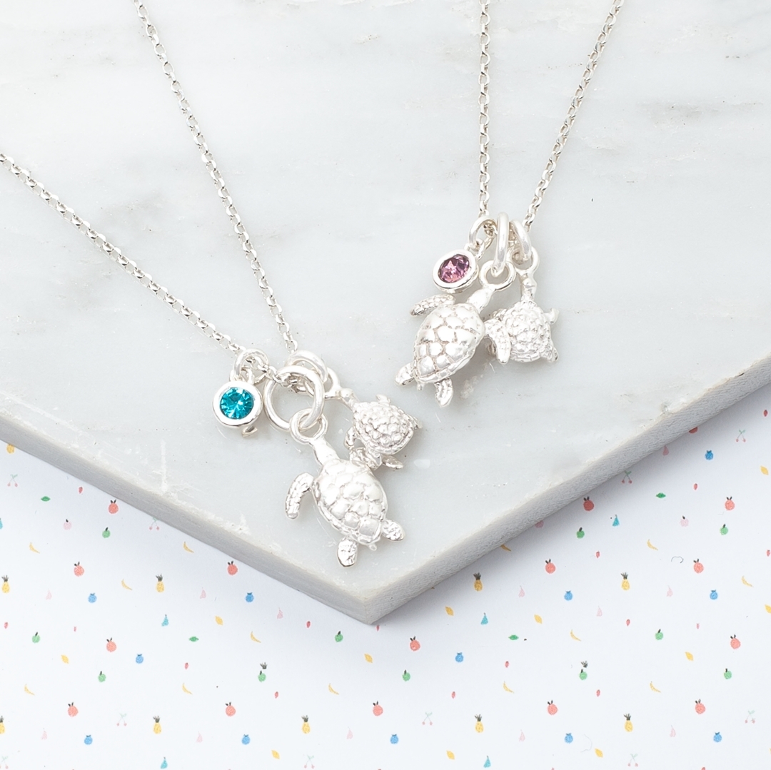 Sterling Silver Turtle Charm Personalised Kids Necklace