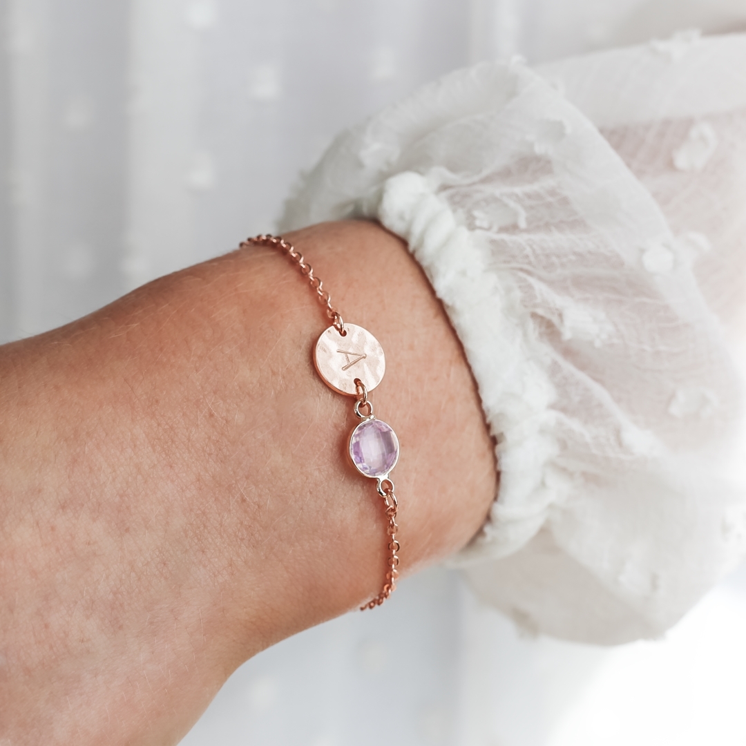 Contemporary Initial and Birthstone Personalised Bracelet