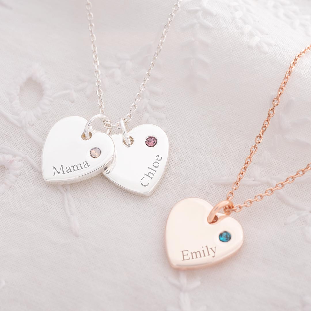 Heart Birthstone Personalised Name Necklace