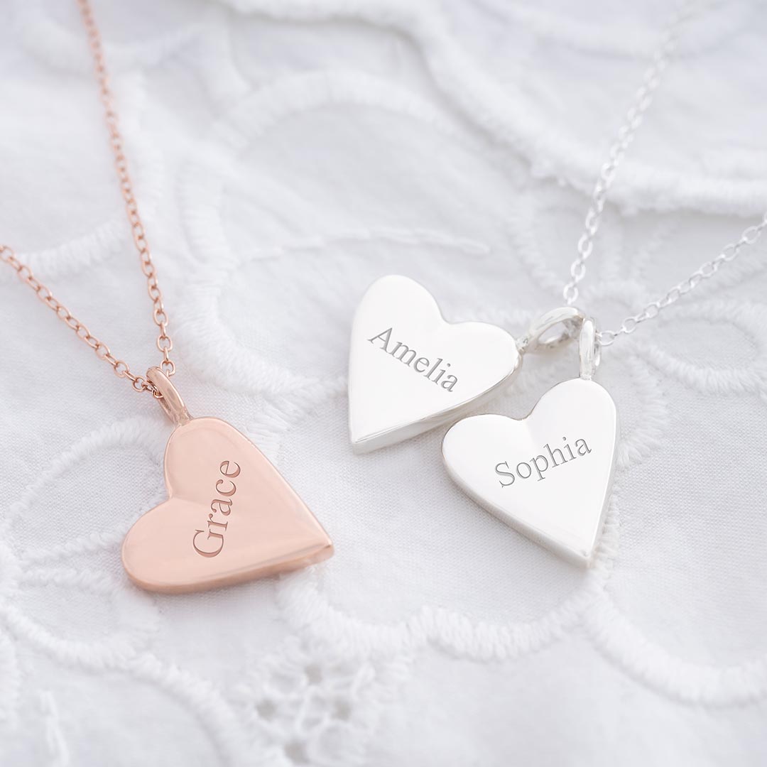 Iris Sterling Silver Heart Personalised Name Necklace