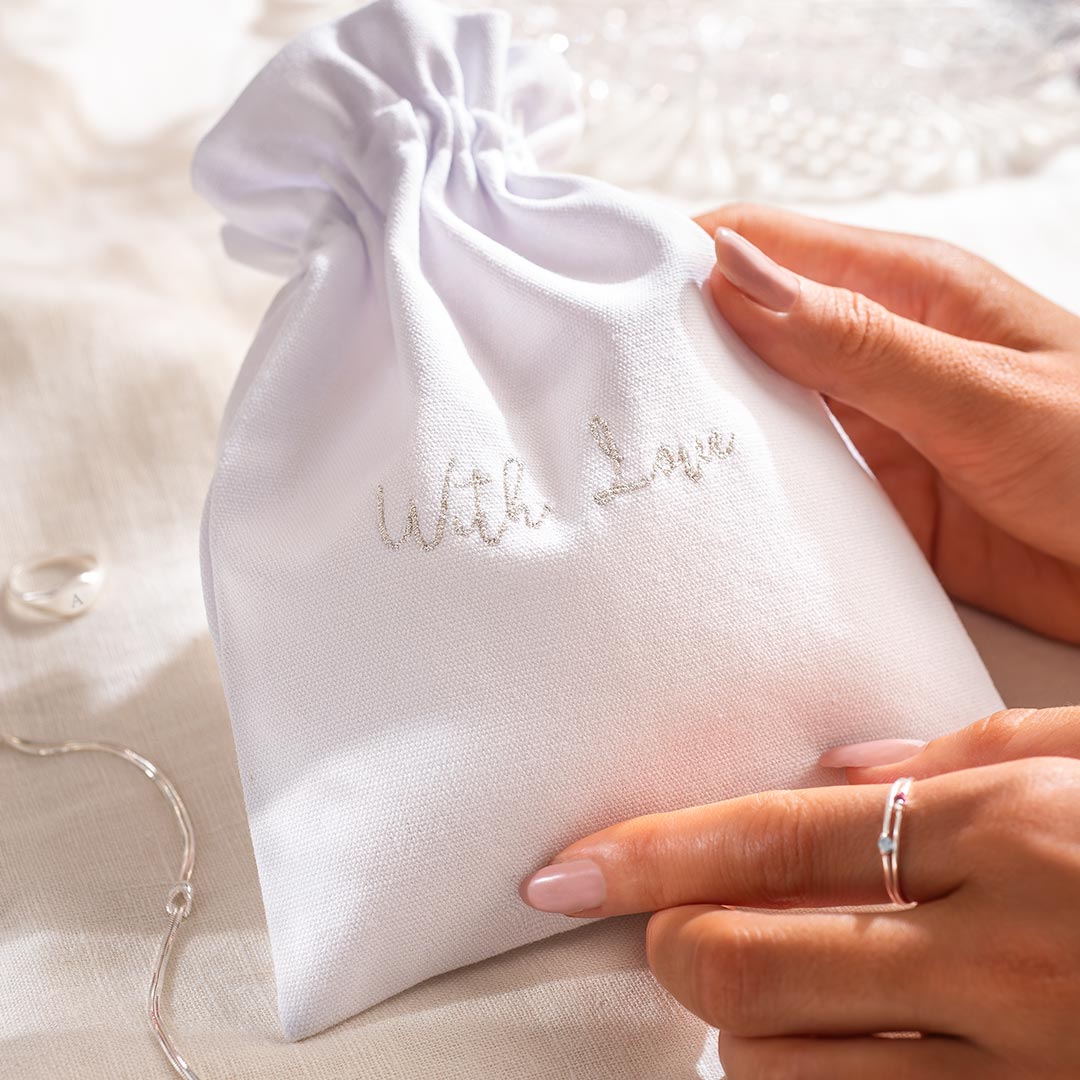Luxury Embroidered White Gift Pouch