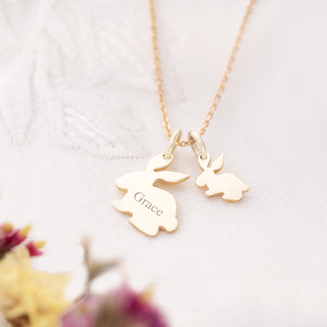 Sterling Silver Family Bunny Personalised Necklace
