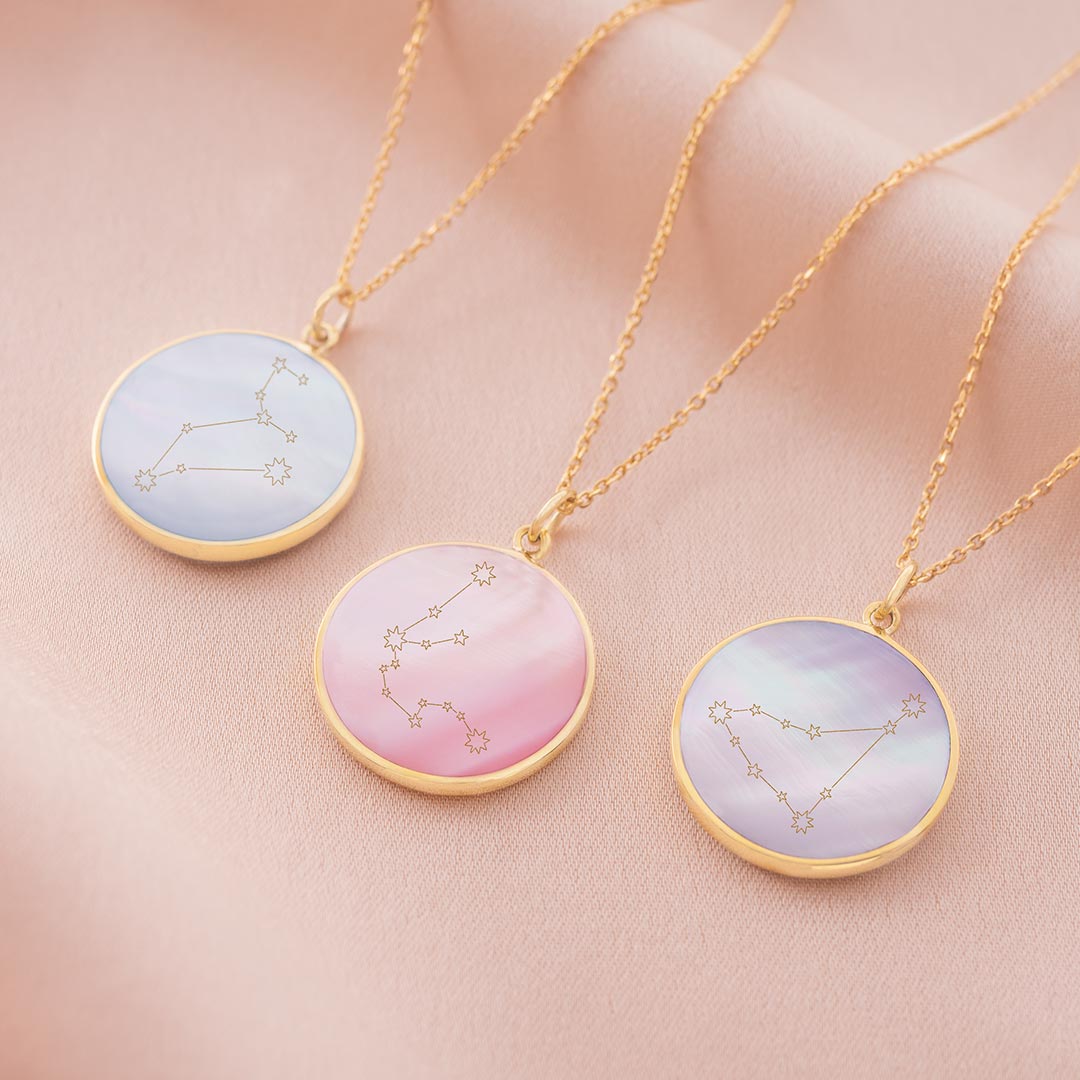 Mother of Pearl Zodiac Constellation Personalised Necklace