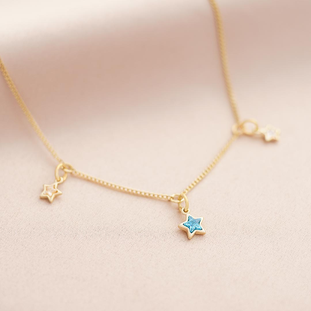 Family Multi Birthstone Star Personalised Necklace
