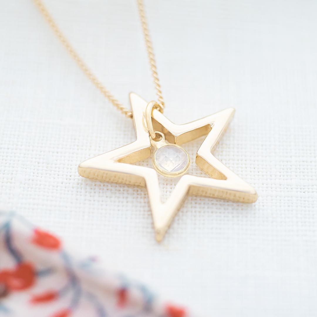 Open Star Pendant Personalised Necklace
