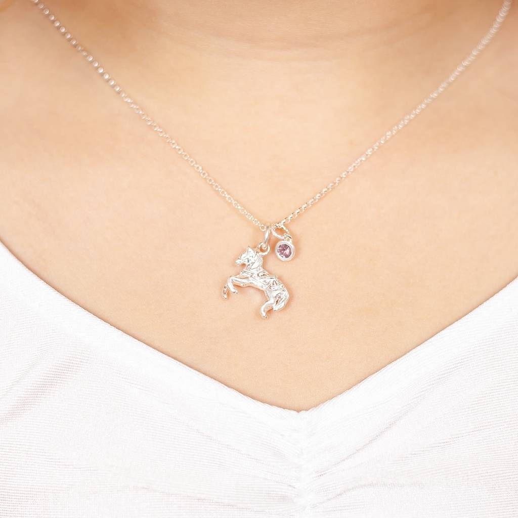 Sterling Silver Personalised Pony Charm Kids Necklace