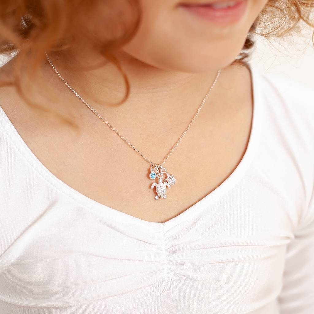 Mini Personalised Sterling Turtle Charm Necklace