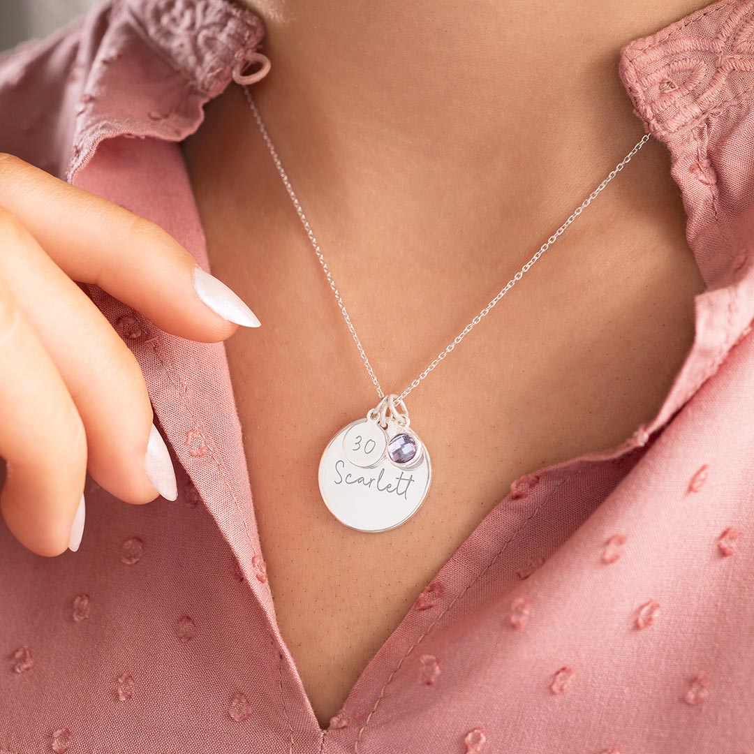 Personalised 30th Birthday Disc Name Necklace