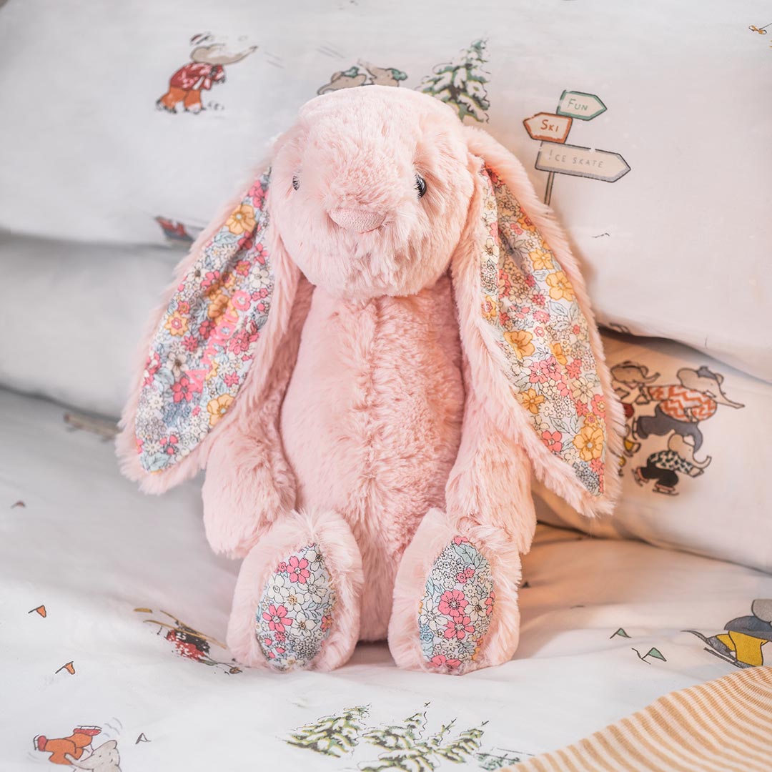 jellycar blush blossom bunny with embroidered name on bunny ear