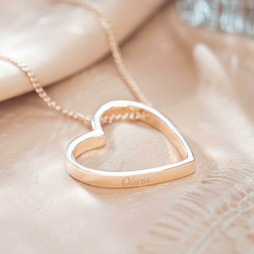 Silver Open Heart Pendant Necklace 