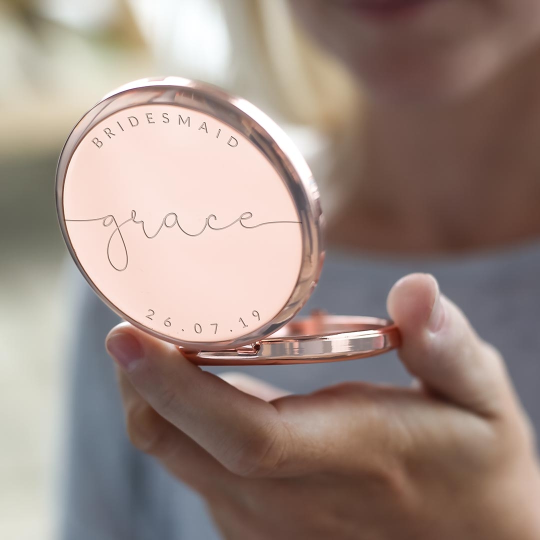 Compact Mirror Personalised with Name, Date and Message