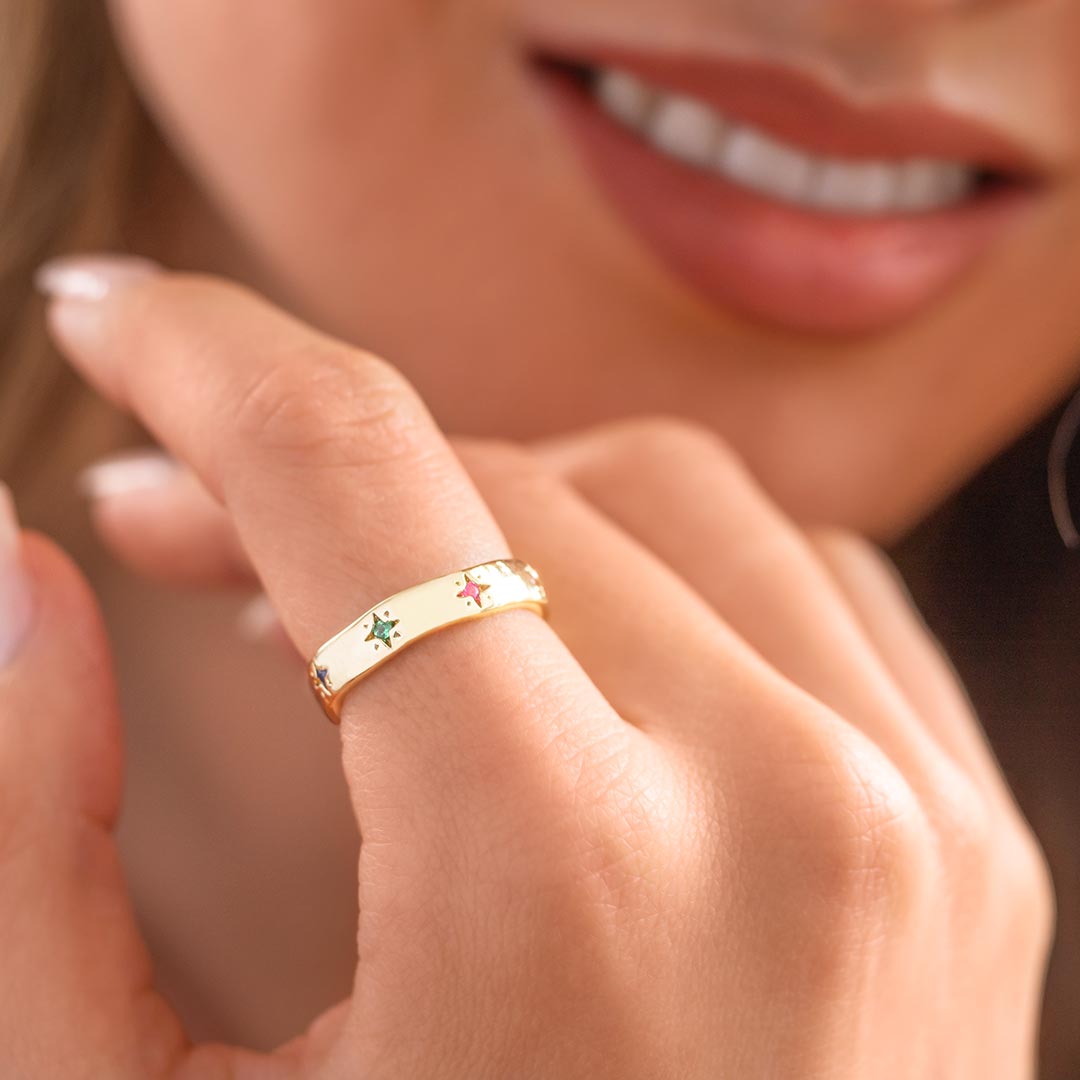 champagne gold plated starlight crystal ring