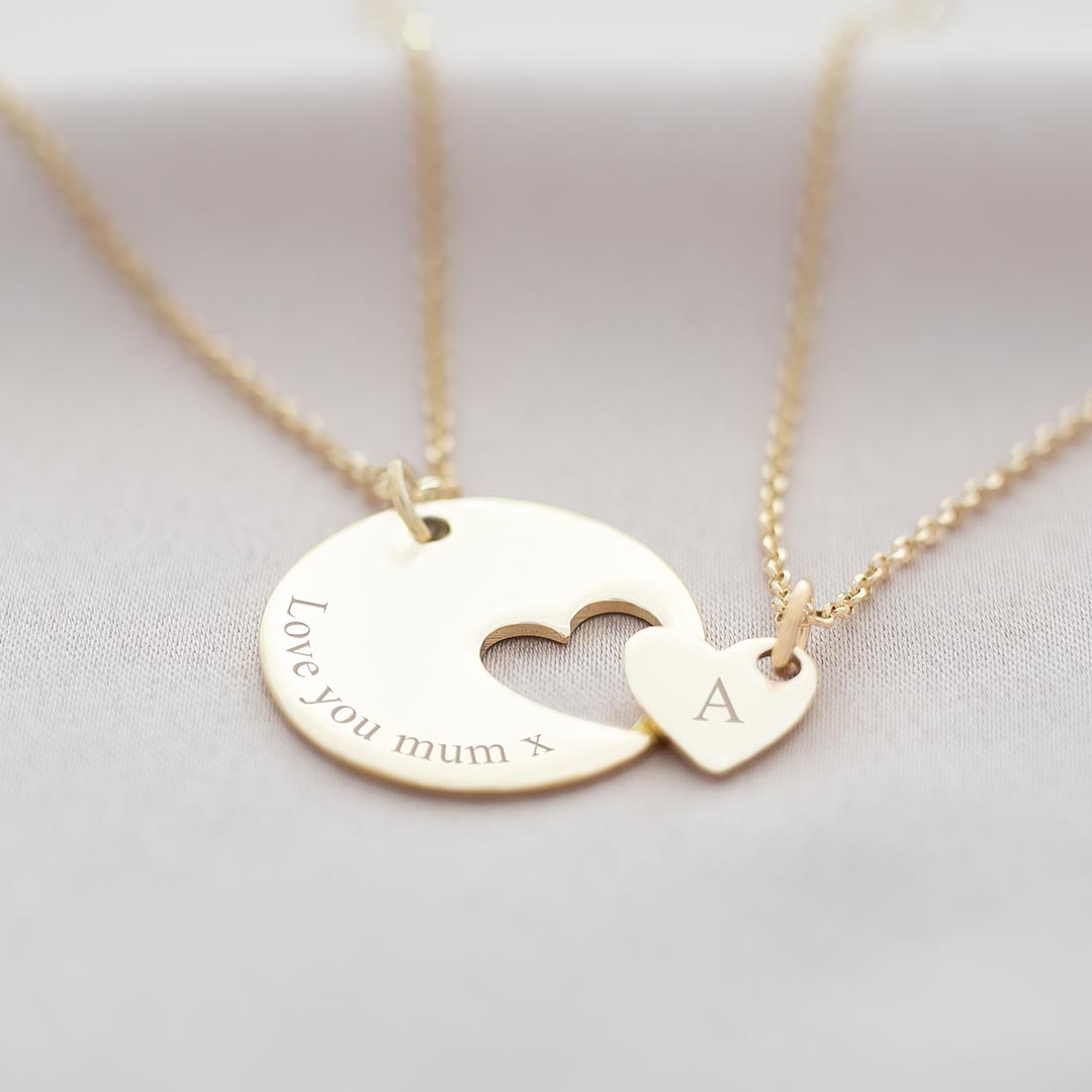 Mother And Daughter Heart Personalised Necklace