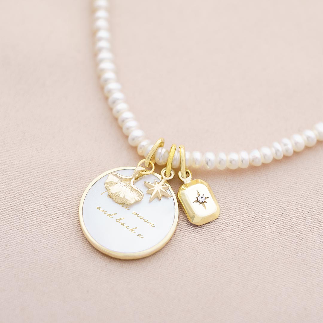 Sterling Silver Charm Personalised Pearl Necklace