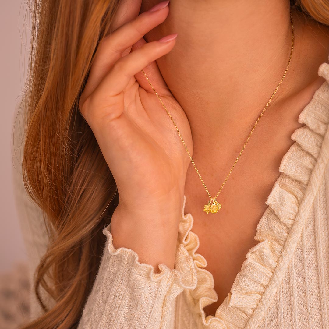 gold plated sterling silver create your own birth flower necklace