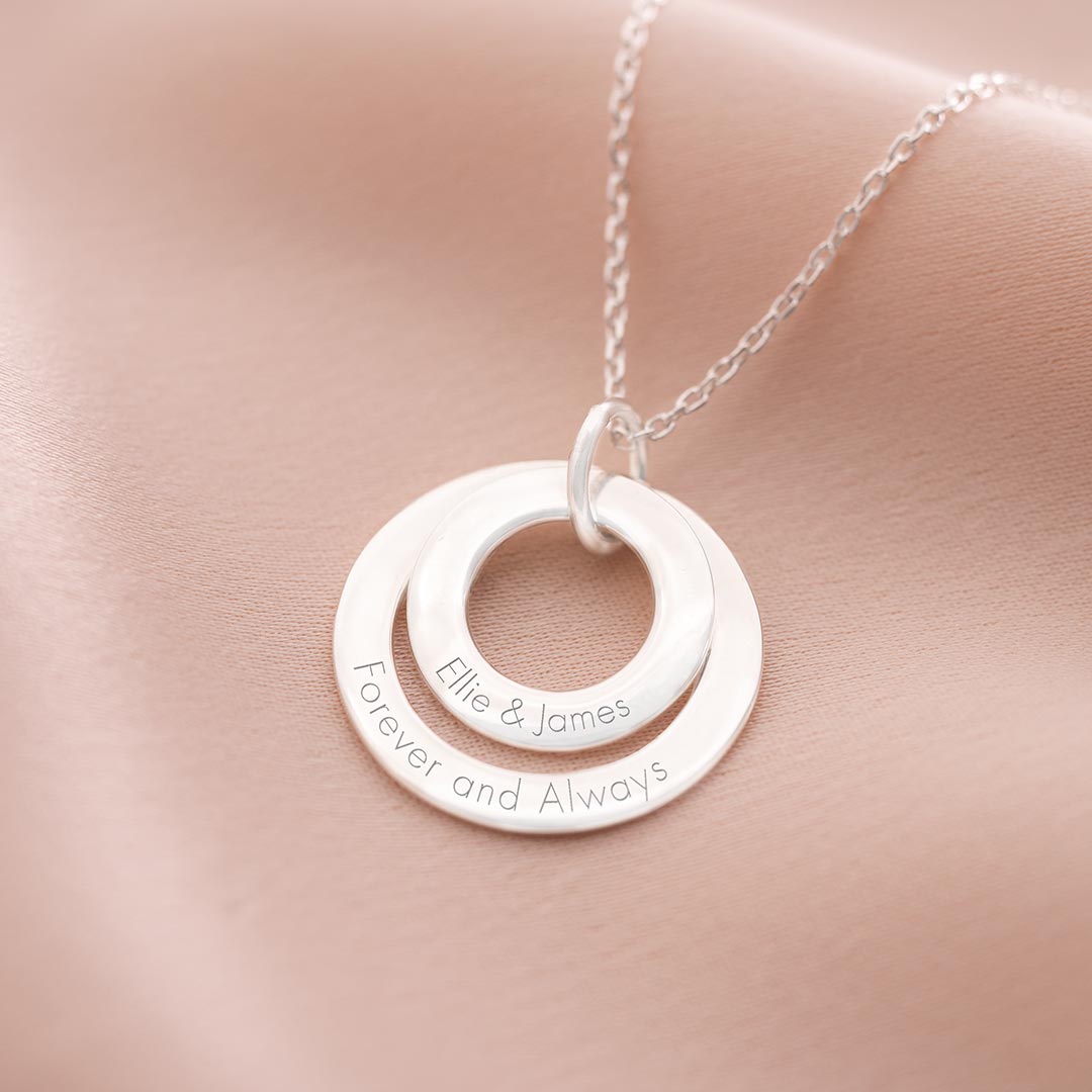 Sterling Silver Double Eternal Ring Pendant Personalised Necklace
