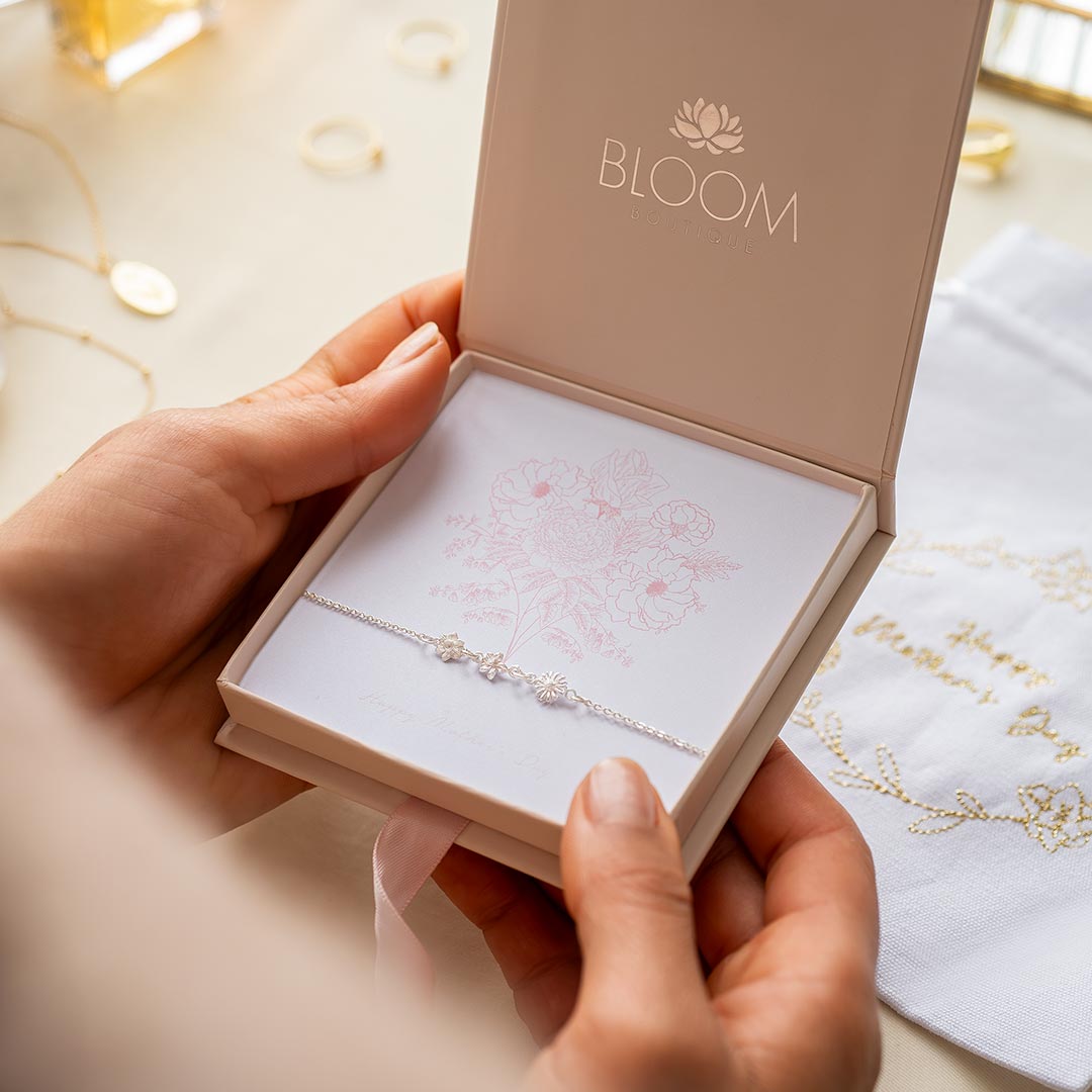 sterling silver birth flower family slider bracelet mother's day gift set