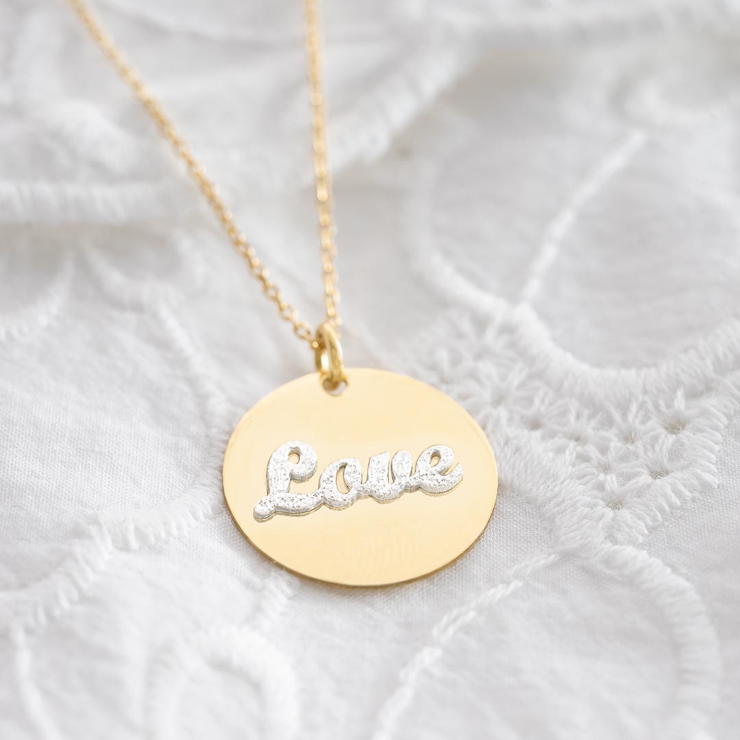 Sterling Silver Love Disc Personalised Necklace