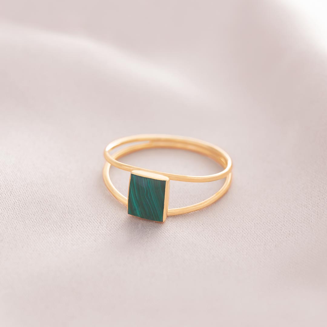 Sterling Silver Malachite Stone Personalised Ring