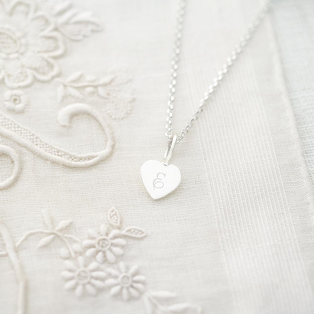 Sterling Silver Micro Sia Heart Personalised Necklace