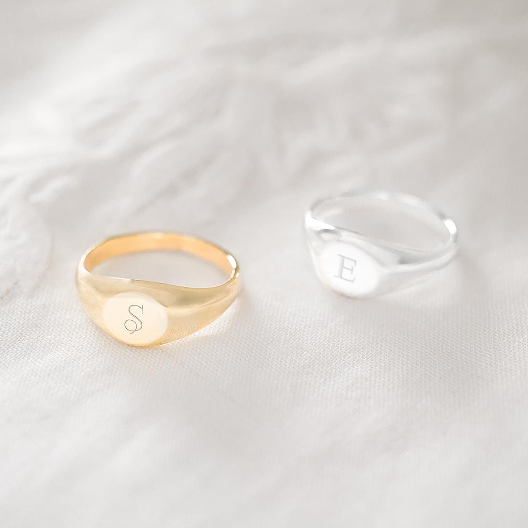 Sterling Silver Personalised Initial Small Signet Ring