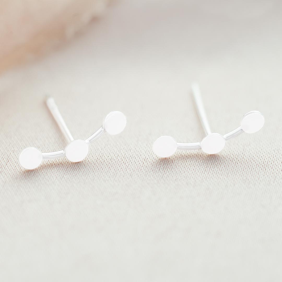 Personalised Sterling Silver Spot Climber Earrings