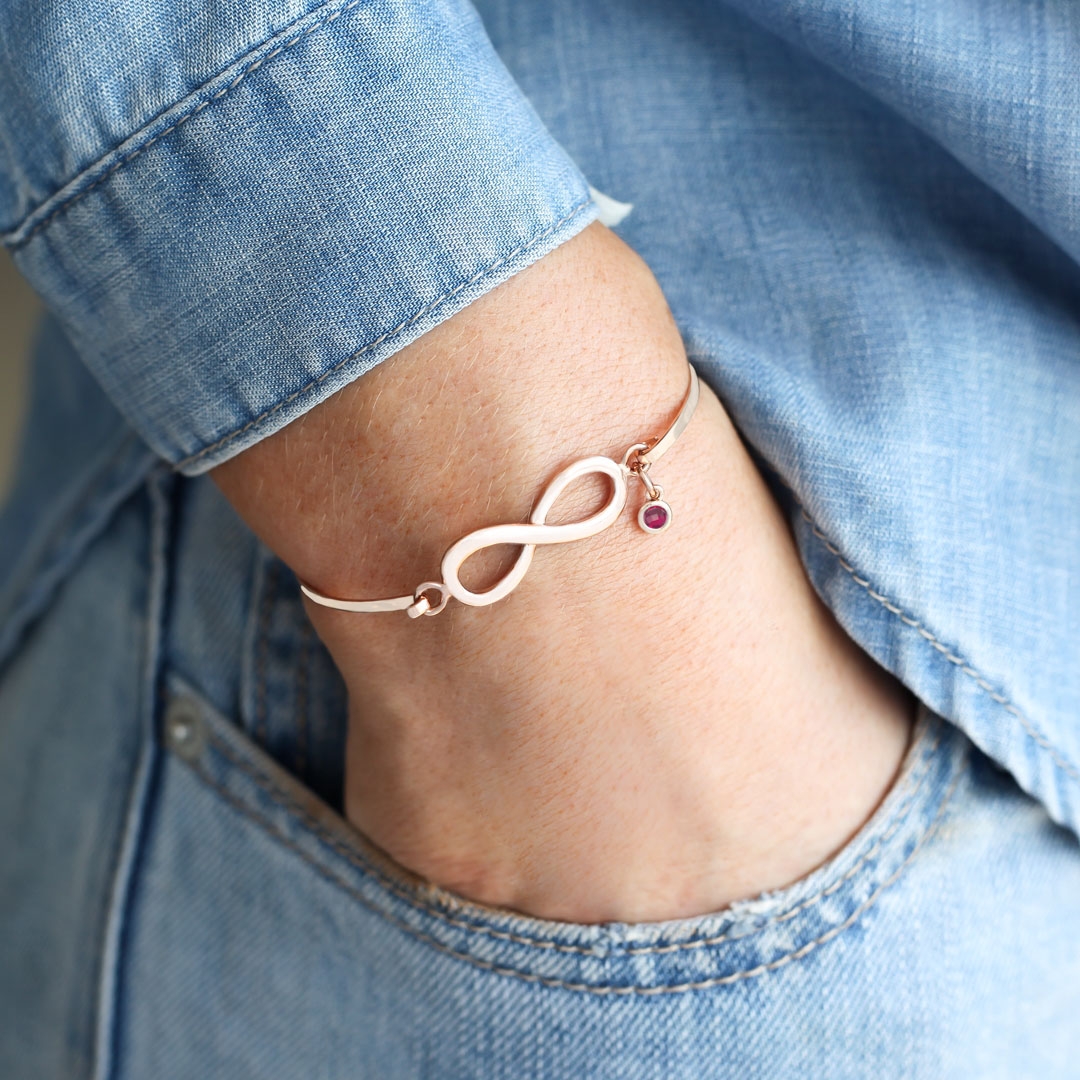 Chiara Birthstone Sterling Silver Infinity Bracelet
