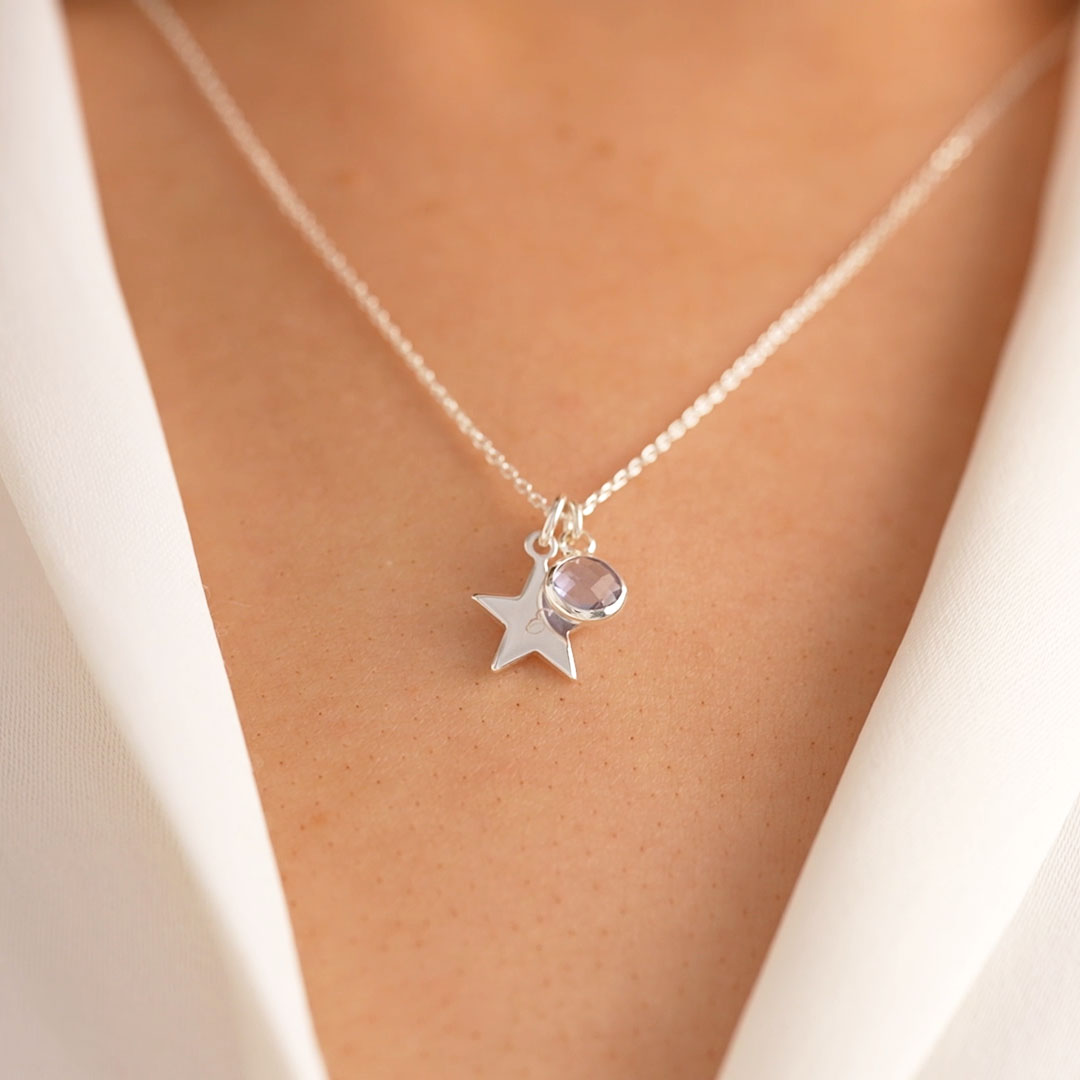 Personalised Star Birthstone Necklace