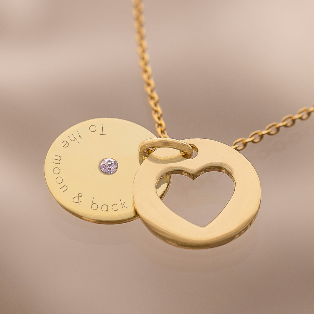 Personalised Secret Message Heart Birthstone Necklace