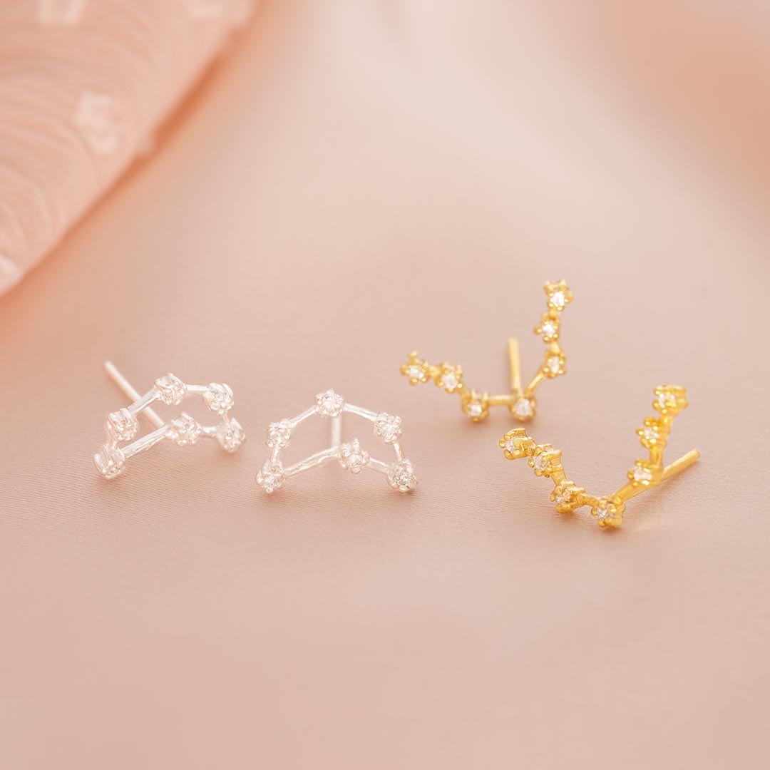 Sterling Silver Crystal Constellation Personalised Climber Earrings