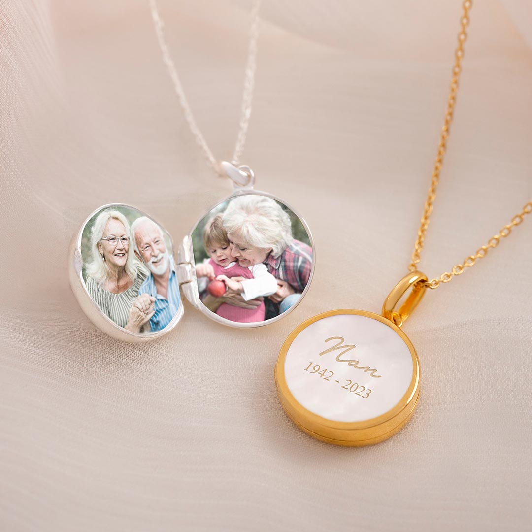 Mother of Pearl Name and Date Personalised Locket